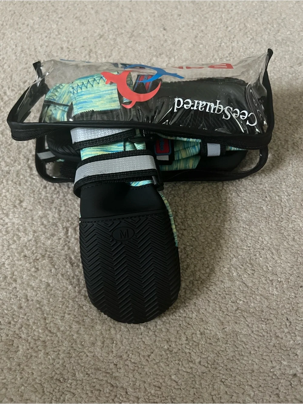 Reflective Dog Boots in Teal Stripe - 4 Pack, NWT